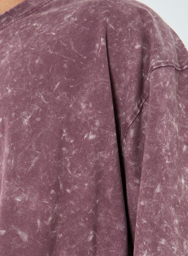 Styli Men Purple Premium Back Print Acid Wash Boxy T-Shirt - Image 3